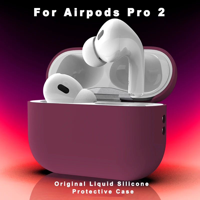 Worry Free Gadgets: Protective Bling Case for Apple AirPods Pro 2 with Keychain Burgundy