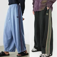 Men Women Streetwear Oversized Wide Leg Sweatpants High Quality Gray Ribbon Striped Pants Jogger Drawstring Trousers With Tags 2