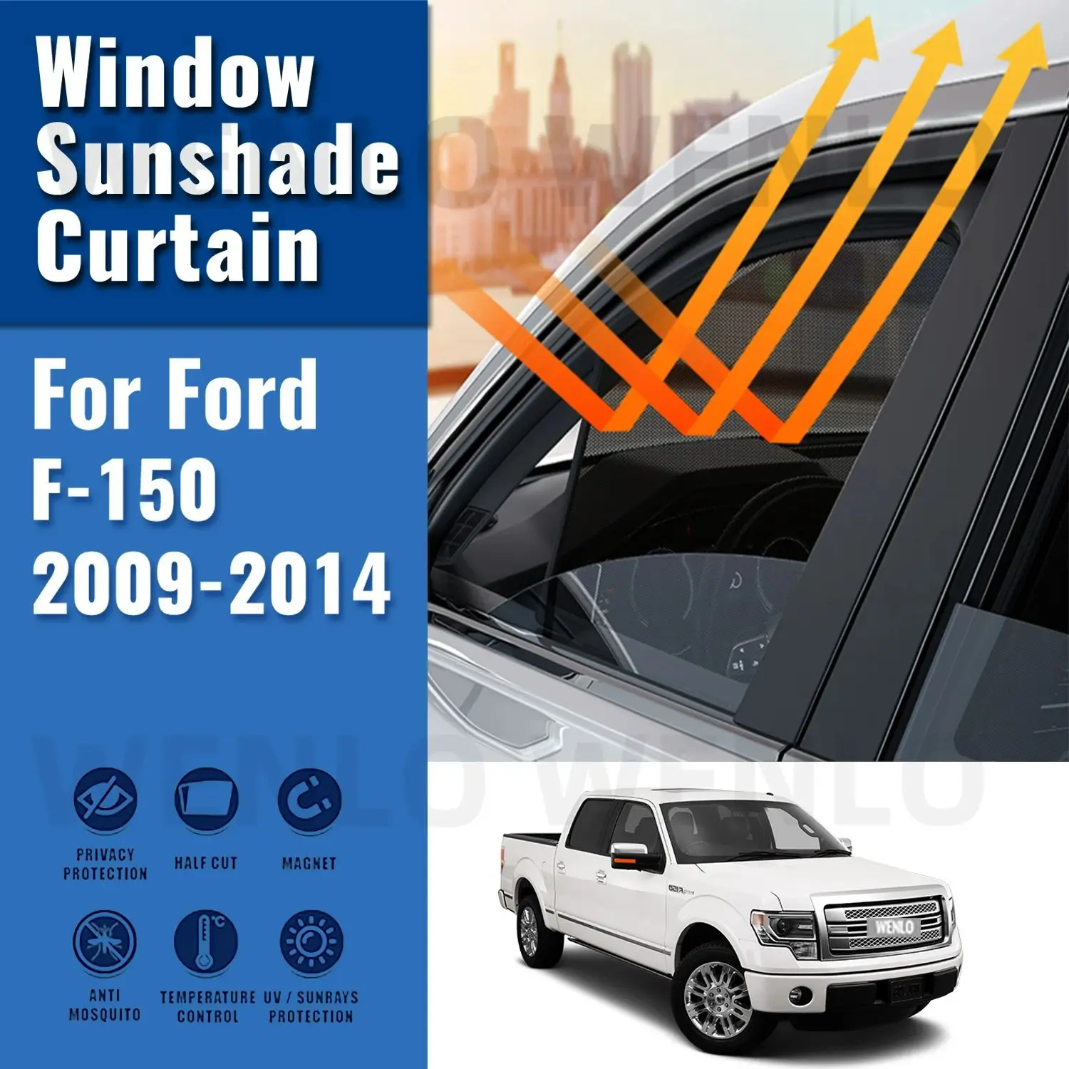 

For Ford F-150 2009-2014 Car Sun Visor Accessories Window Windshield Cover Sunshade Curtain Mesh Shade Blind Custom