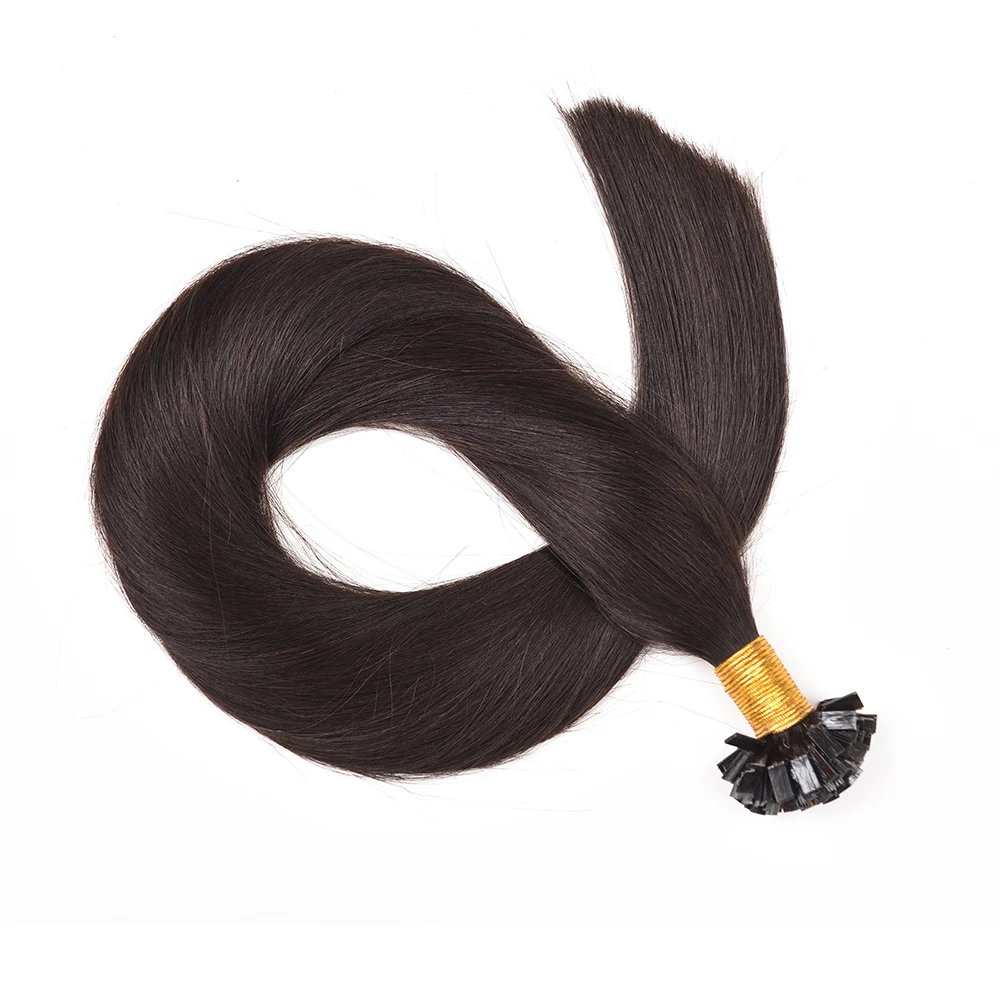 플랫 팁 인간의 머리카락 확장 스트레이트 1 그람/몫 100pcs 캡슐 각질 인간의 퓨전 헤어 익스텐션