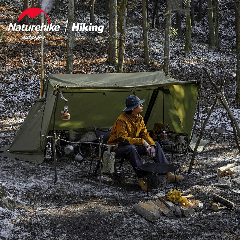 Naturehike Outdoor Army Tent Large Space Camping Tent 210D Polyester Oxford  Cloth Portable Waterproof 3000mm With Chimney Awning - AliExpress