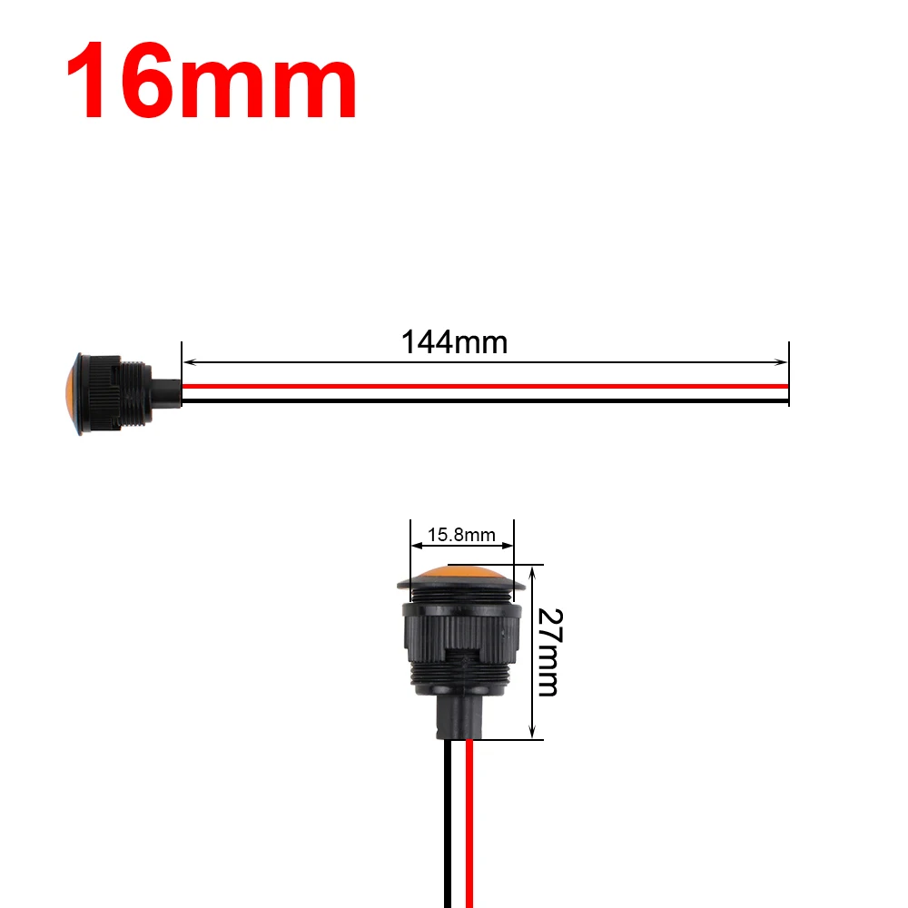 16mm Plastic Indicator For LED Red Green 3-6V 12V 24V 220V