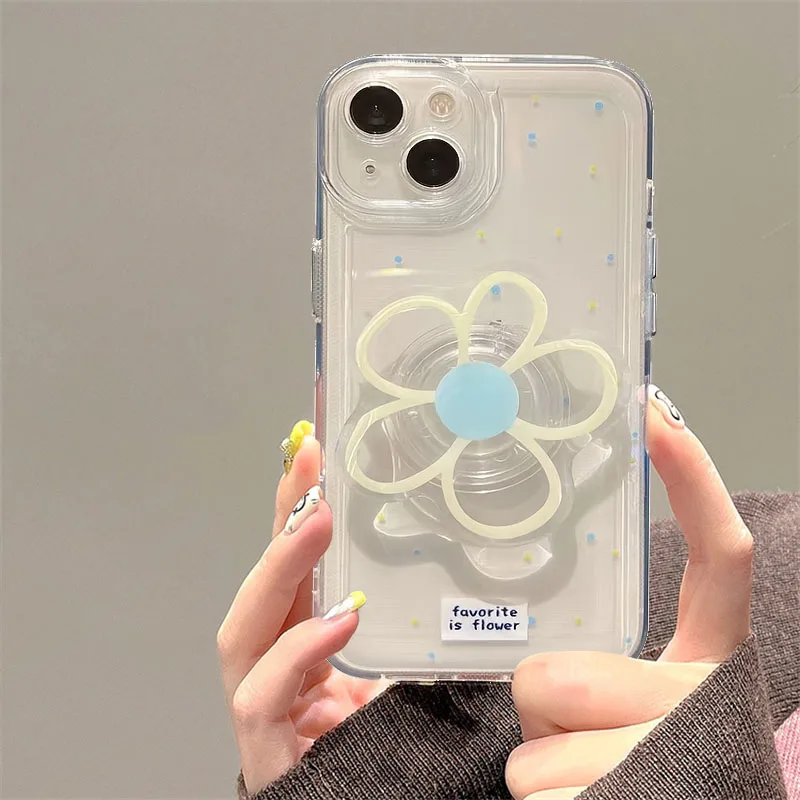 Charming Floral Phone Case with Holder and Air Cushion Protection
