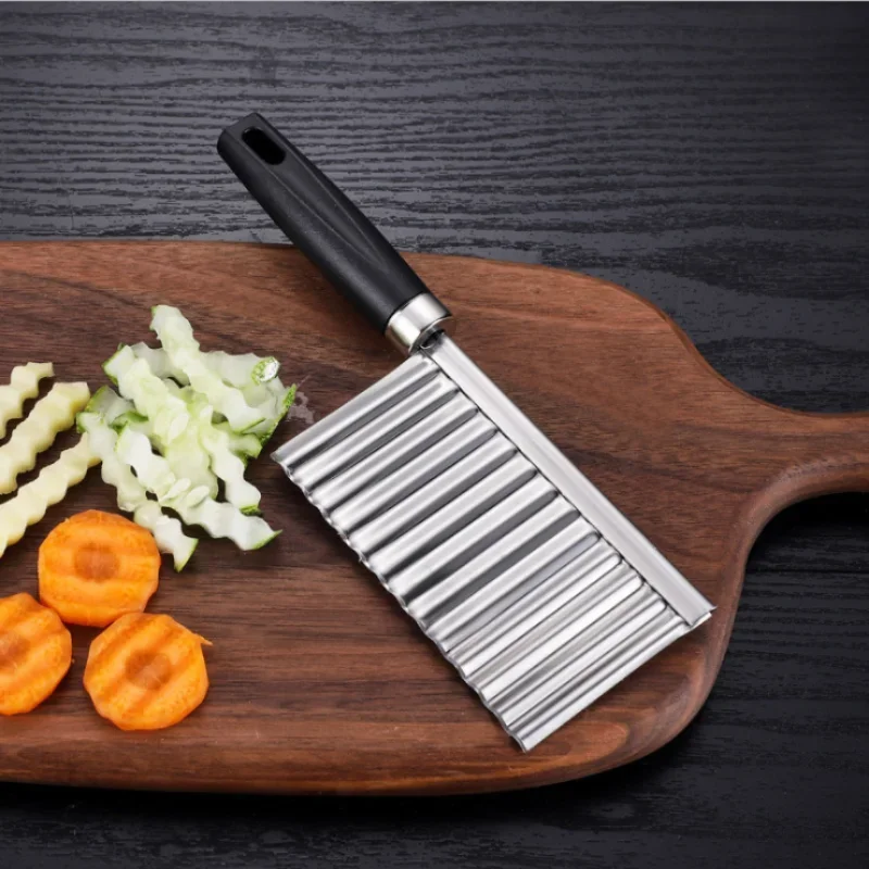 Manual Stainless Steel Potato Cutting Knife Portable Wave Knife Vegetable Potato Chip Slicer Kitchen Tool Home Supplies