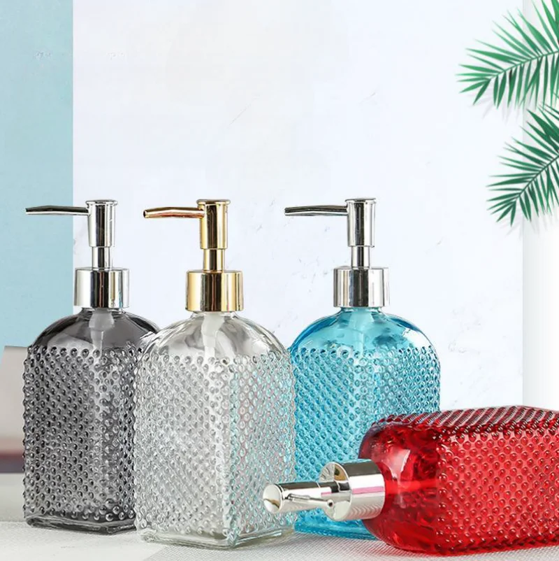 

500ml Press Bathroom Soap Dispenser Glass Hand Sanitizer Lotion Body Wash Shampoo Bottle Liquid Storage Container Refillable