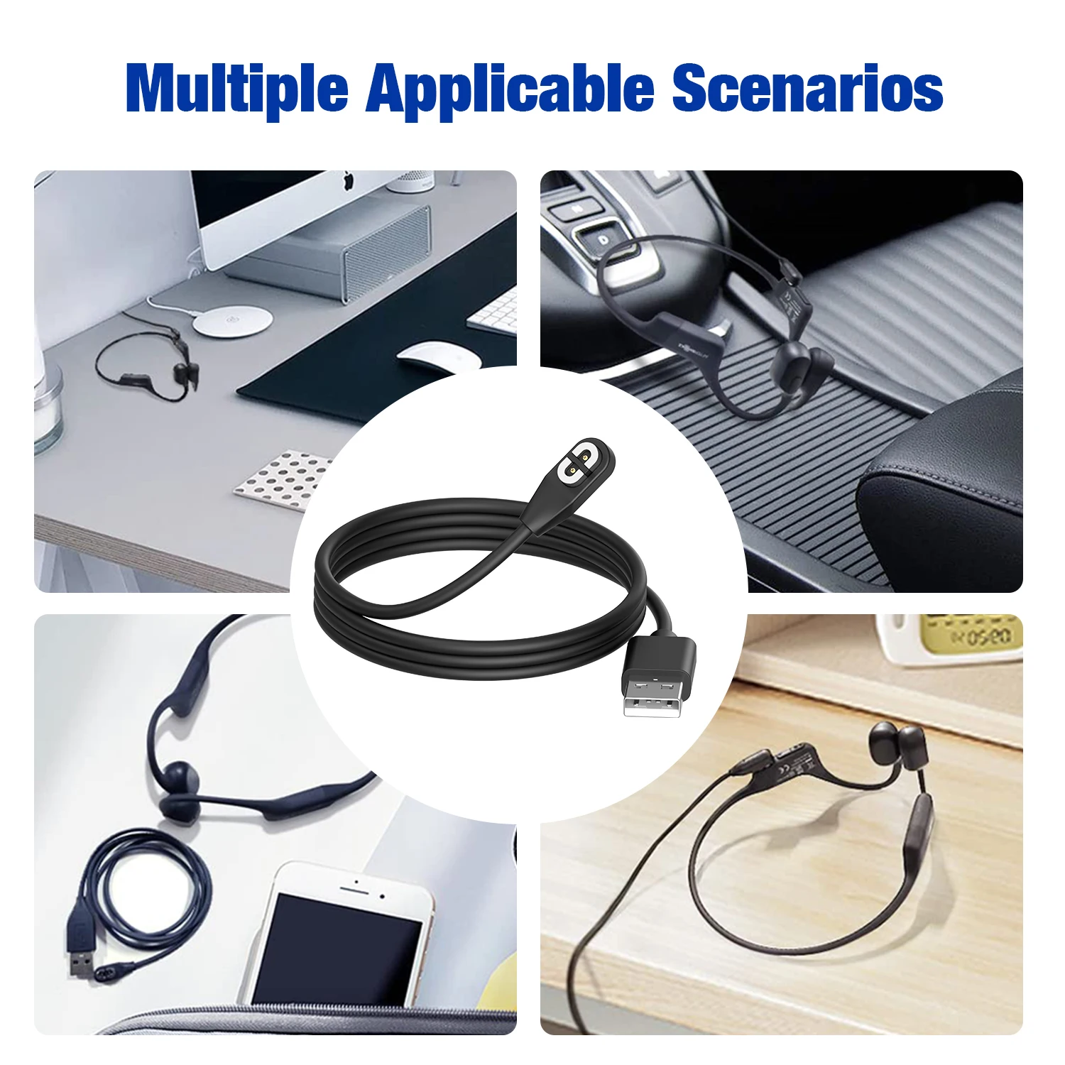 1m Charging Cable Cord For Aftershokz Aeropex AS800 / Shokz Openrun Pro/Openrun/Openrun Mini Headphones Charger, Easy To Use
