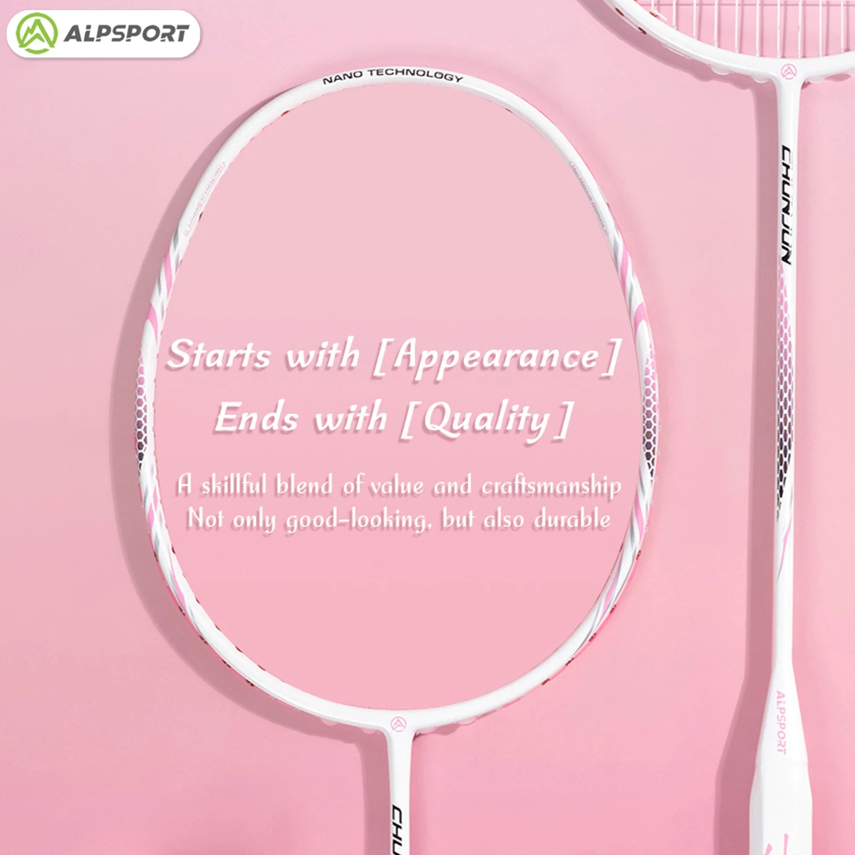 Alpsport DF 8U Ultra Light Carbon Fiber Racket 62g T800 Max 32lbs Including PVC Badminton Bag Badminton Racket
