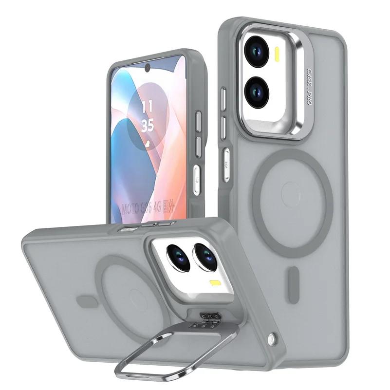 Matte Semi-Transparent Lens Bracket Case with Magnetic Ring and Wireless Charging Feature