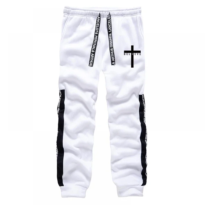 Black White Hooded Sweatshirt Sportswear Tracksuit for Men