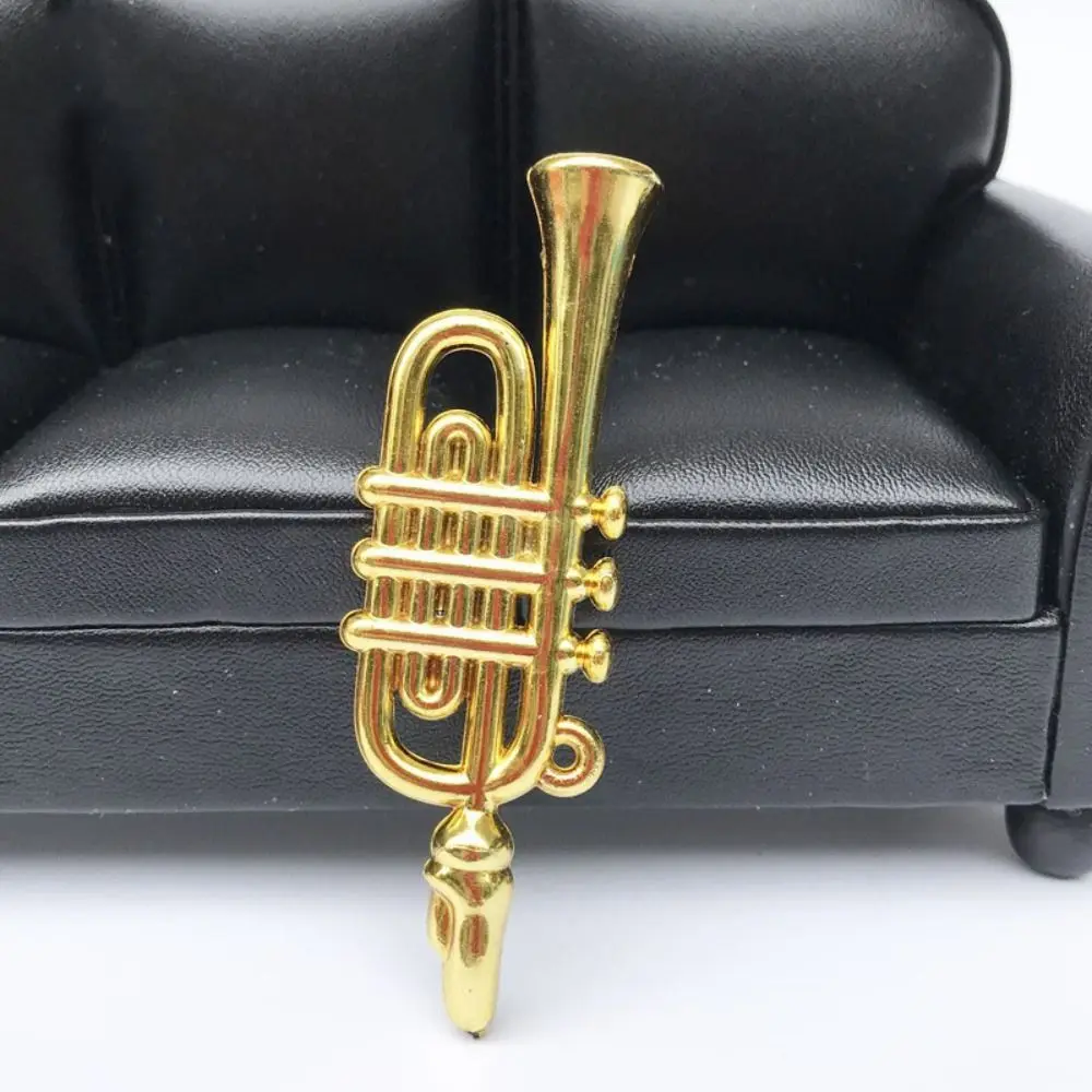 Creative Mini Portable Trumpet Saxophone 1:12 Dollhouse Miniature Plastic Musical Instrument Model Scene Accessories