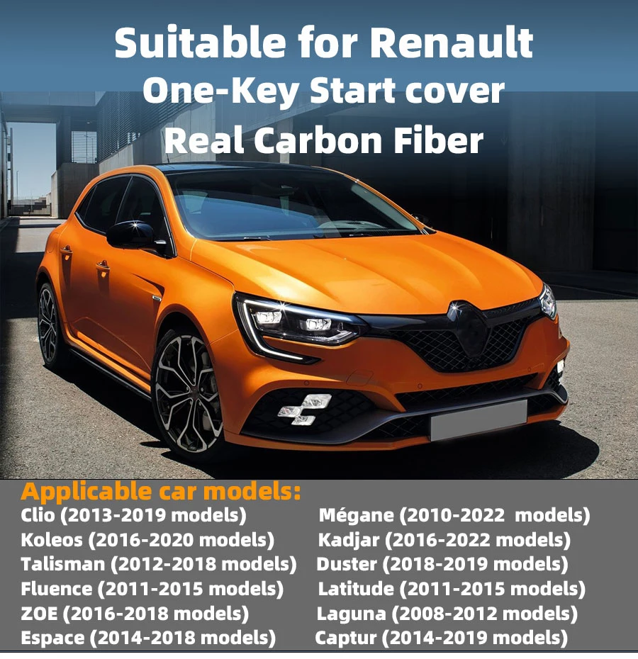 Für Renault Megane 3 2 Clio 4 Auto Captur Motor Start-Stopp-Knopf Abdeckung Echte Kohlefaser Aufkleber Fluence Duster Captur Koleos – Detail 1