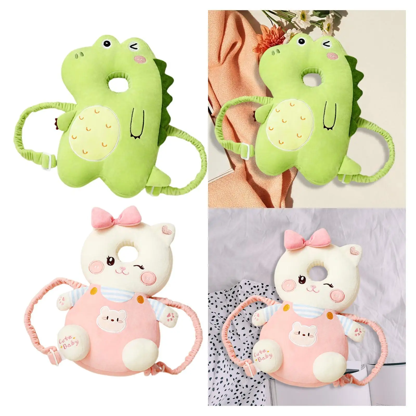 Baby Head Protector Backpack Soft Portable Animal Shape Baby Head Protection Cushion for Kids Infant Crawling wearing Children