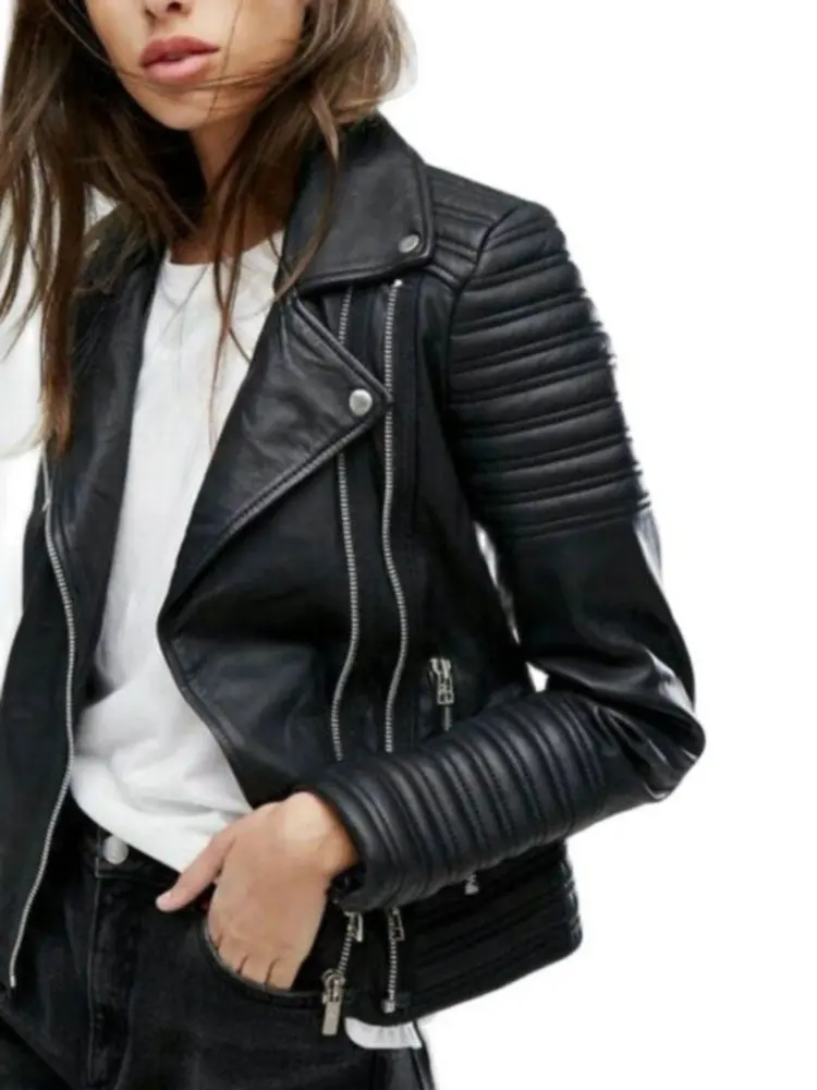 Acquista Giacca da donna in pelle PU primavera autunno autunno casual sottile morbida moto motociclista giacca in ecopelle cappotto femminile in Italia a partire da 20