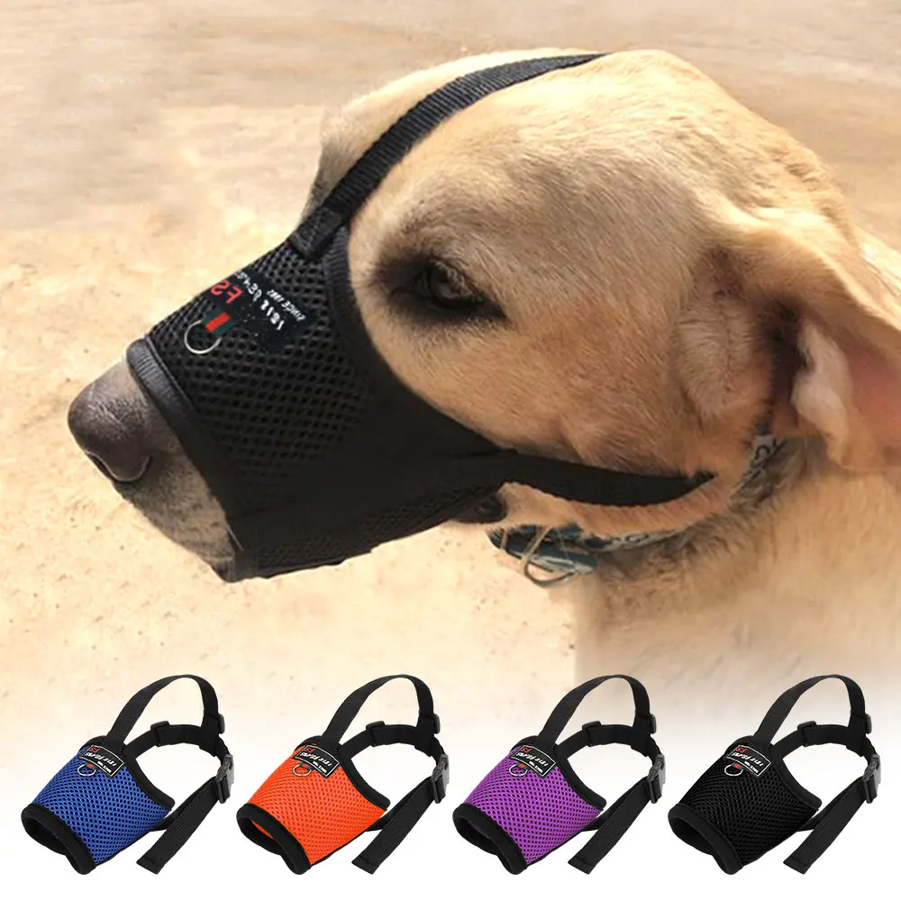 Mesh Nylon Dog Muzzle Adjustable Small Medium Large Dog Muzzle Pet Accessories Breathable Anti Bark Pet Puppy Mouth Mask Cover