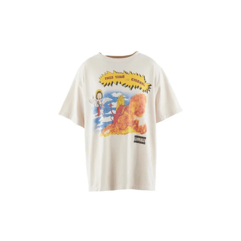 

Винтажная свободная футболка в стиле Хай-стрит с изображением героев мультфильмов св. Майкла Spoof из чистого хлопка, футболки большого размера
