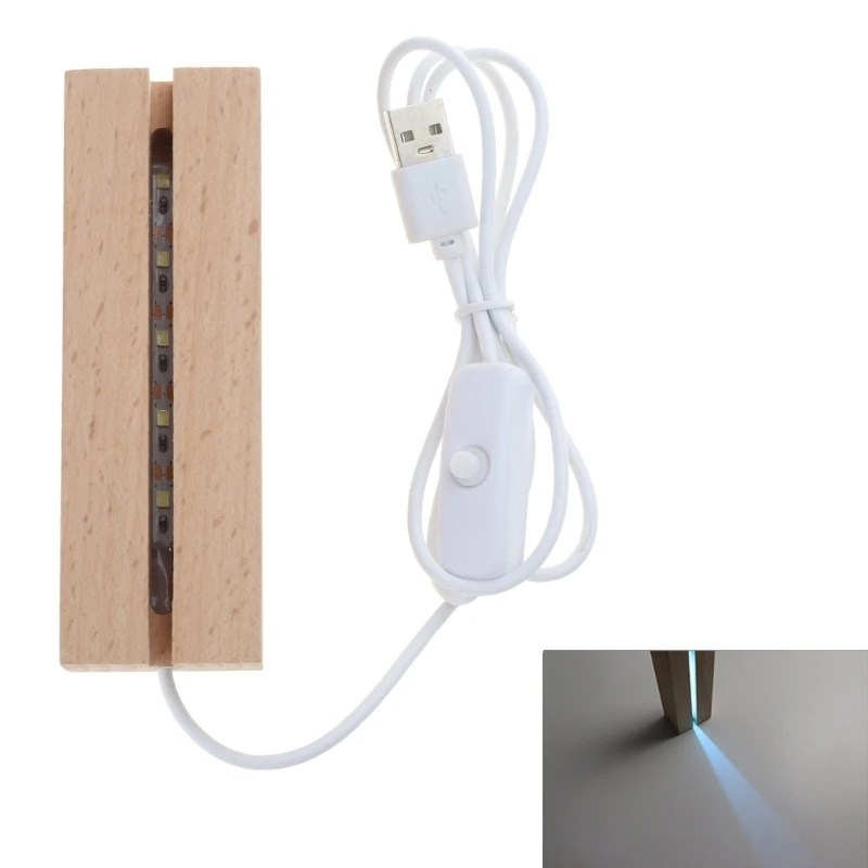 Soporte De Lámpara De Luz Colorida, Base De Luz Rectangular De Madera, Pedtal De Pantalla LED Con Cable USB Para Luz Nocturna Acrílica - AliExprs