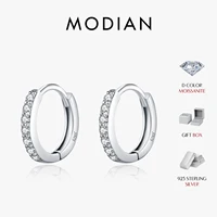 MODIAN D Color Sparkling Moissanite Earrings 925 Sterling Silver Classic Shining Circle Hoop Earrings For Women Fine Jewelry 1