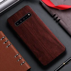 Bamboo Wood Pattern Leather Phone Case Cover - S10 (BR)