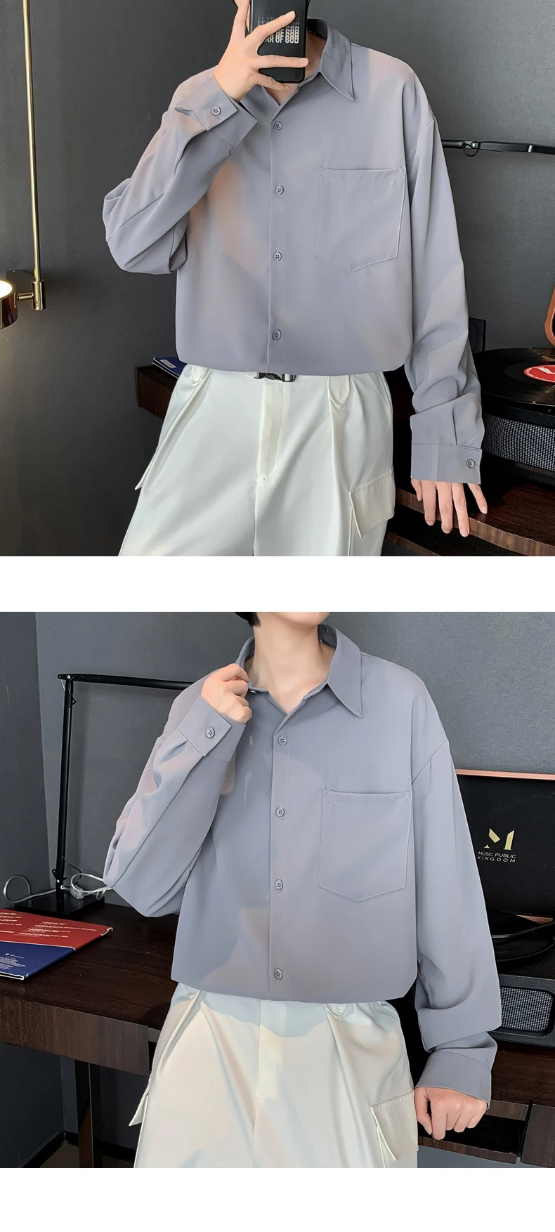 mens short sleeve dress shirts Solid Color Dress Shirts Men Fashion Society Mens Long Sleeve Shirts Korean Loose Casual Shirts Mens Office Formal Shirts M-2XL men's linen short sleeve shirts & tops