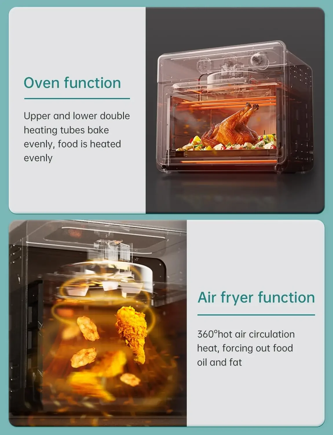 Toaster Oven, Space Saving Convection Oven Countertop with 5 Slices 1500W Rapid Heat Air Fryer Toaster Oven Combo Stainless Stee 3