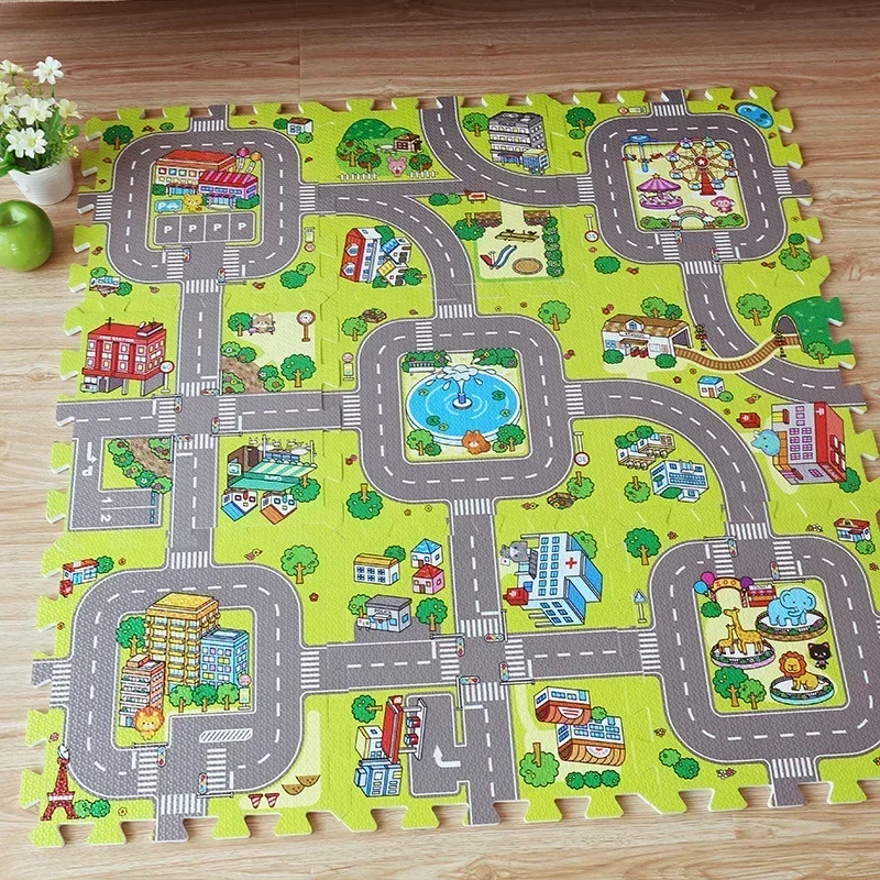 Puzzle Play Mat Baby Play Mat Foam Play Mat Play Mat 9pcs/lot Baby Play Mat Children Rug Soft Floor Toys Road Traffic Soft Floor Home Decor EVA Kids Foam Puzzles Kids Carpet Playmat