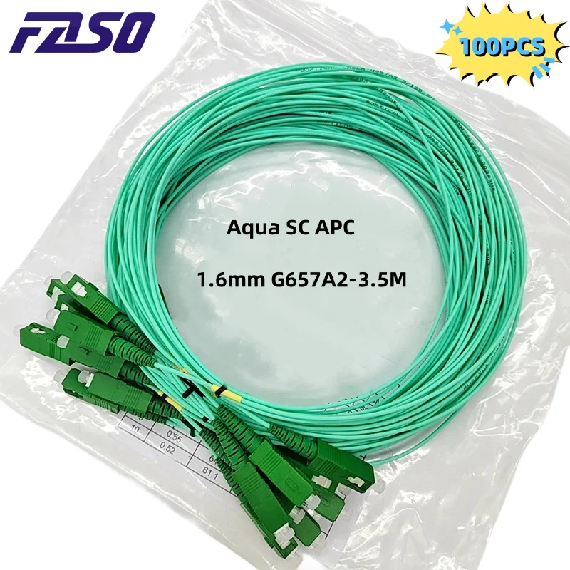 

100Pcs 3.5 Meter SC/APC Fiber Optic Patch Cord Simplex 1.6mm SM G657A2 FTTH Optical Fiber Jumper Cable jarretière fibre optique