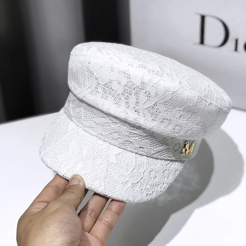 Ladies Summer Lace Flat Octagonal Hat Japanese Street Hollow British Retro Style Beret women beret