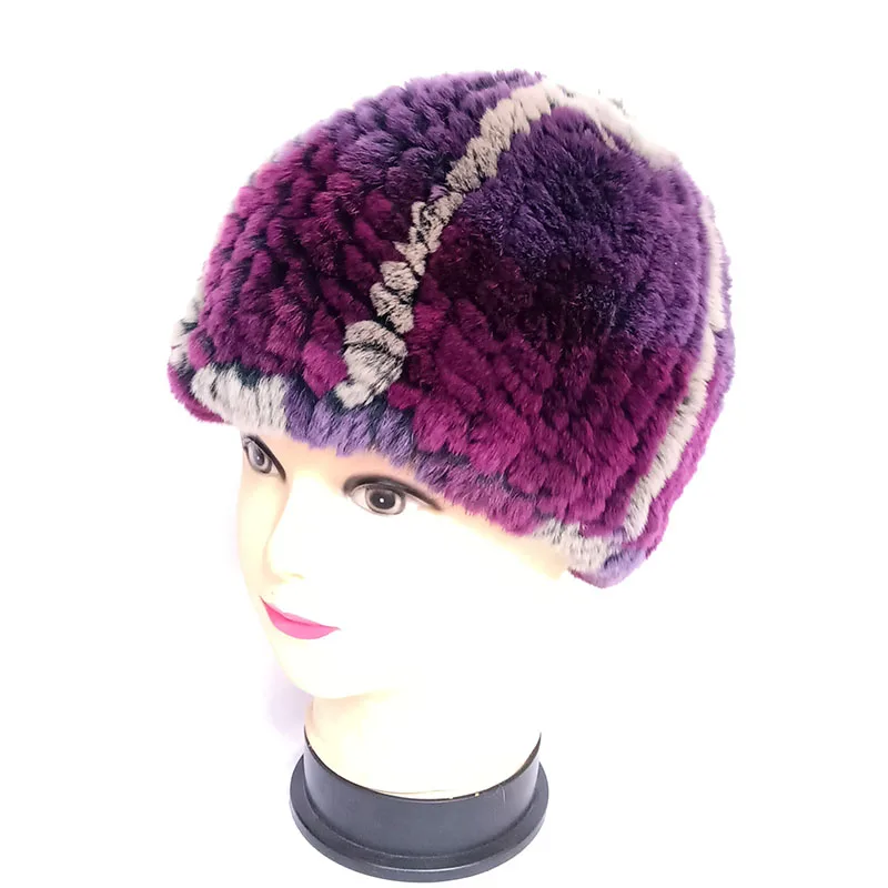 

2022 WInter High Quality Women Thick Rex Rabbit Fur Hat Female Fashion Warm Knitted Rex Rabbit Fur Beaine Caps Fluffy Fur Caps