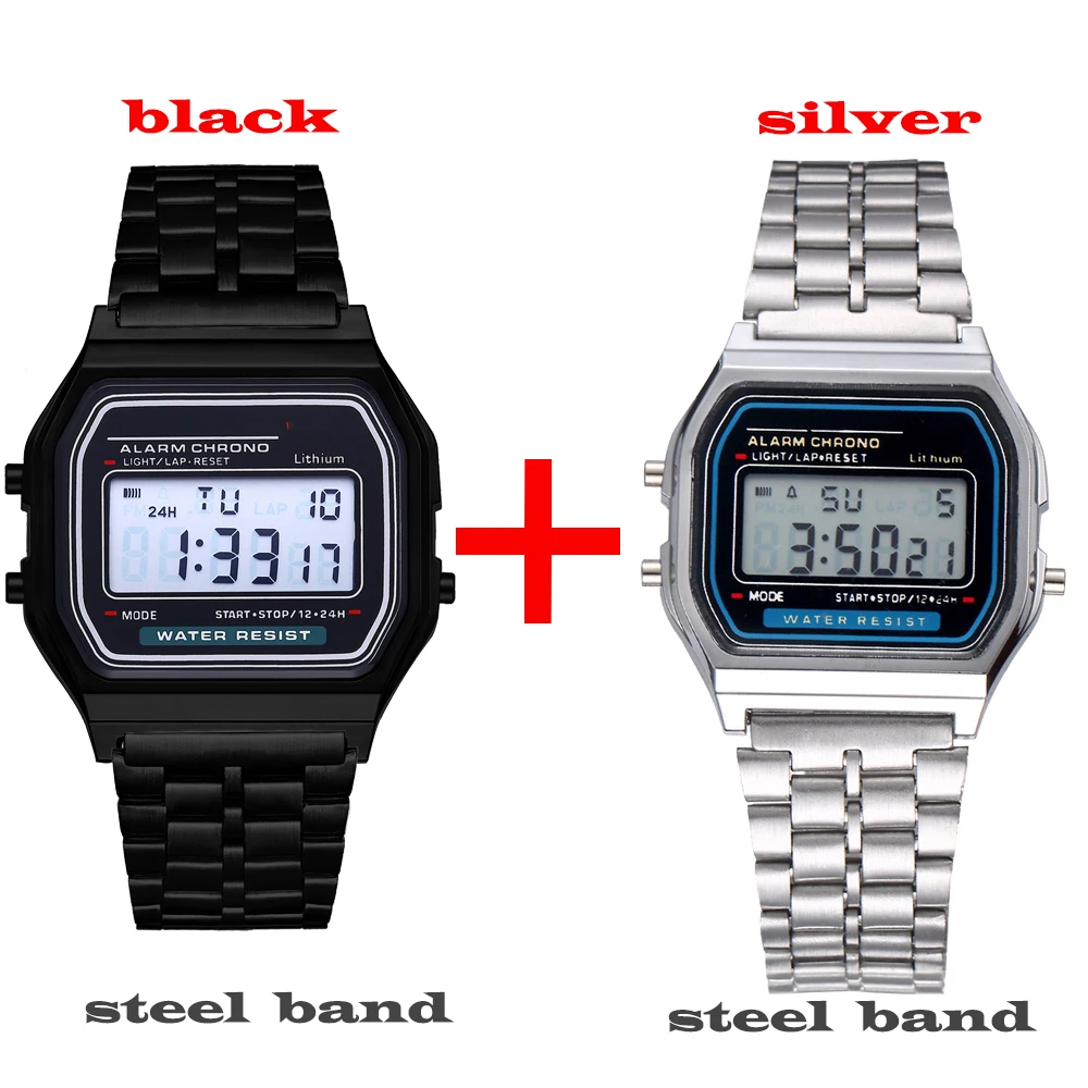 2 قطع الأزياء الرقمية الرجال الساعات الذهب الفاخرة...