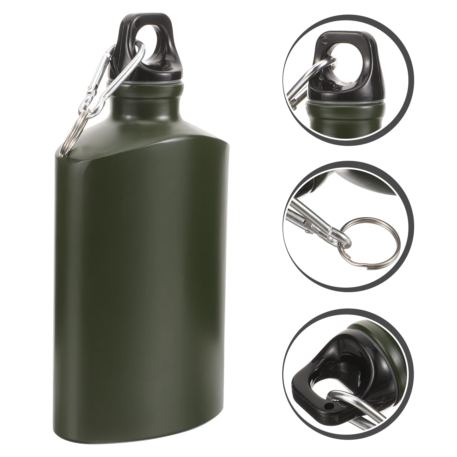 Aluminum Flat Kettle 500ml Travel Camping Hiking Outdoor Recreation Portable With Hook