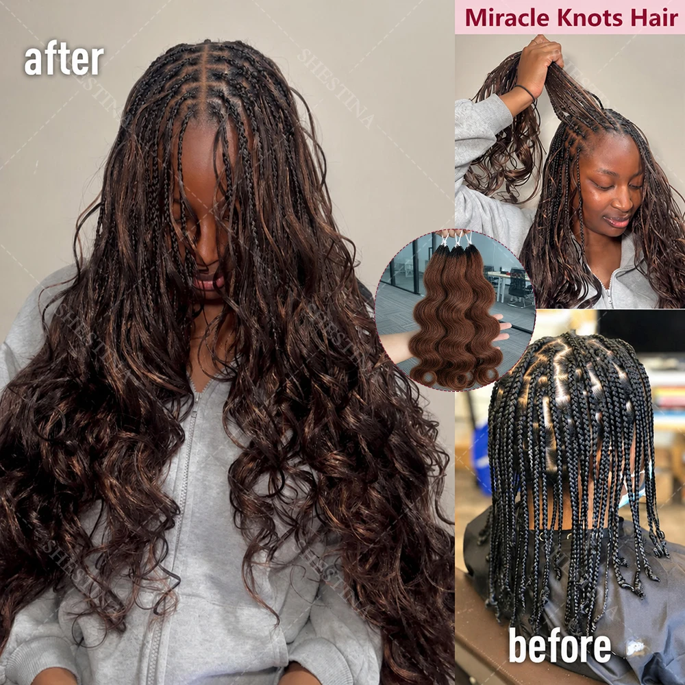 Body Wave Crochet Hair Extensions Braiding 100% Human Hair PreSeparated Knotless #4 Chocolate Brown Feather Crochet Bundles Hair 1