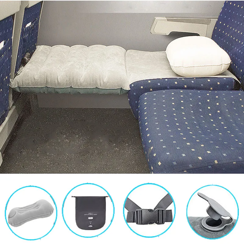 Comfort Car Footrest Hammock Airplane Hammock Travel Cot With Pillow Inflatable Foot Rest Plane Car Travel Accessory 1