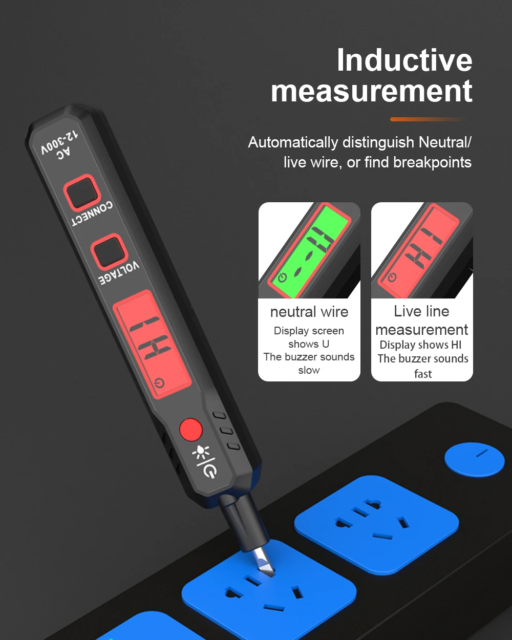 HABOTEST HT89 전압 검출기 AC 300V 민감한 유도 테스터 펜 백라이트 AC 전압 테스터 사운드 라이트 알람 LCD 디스플레이