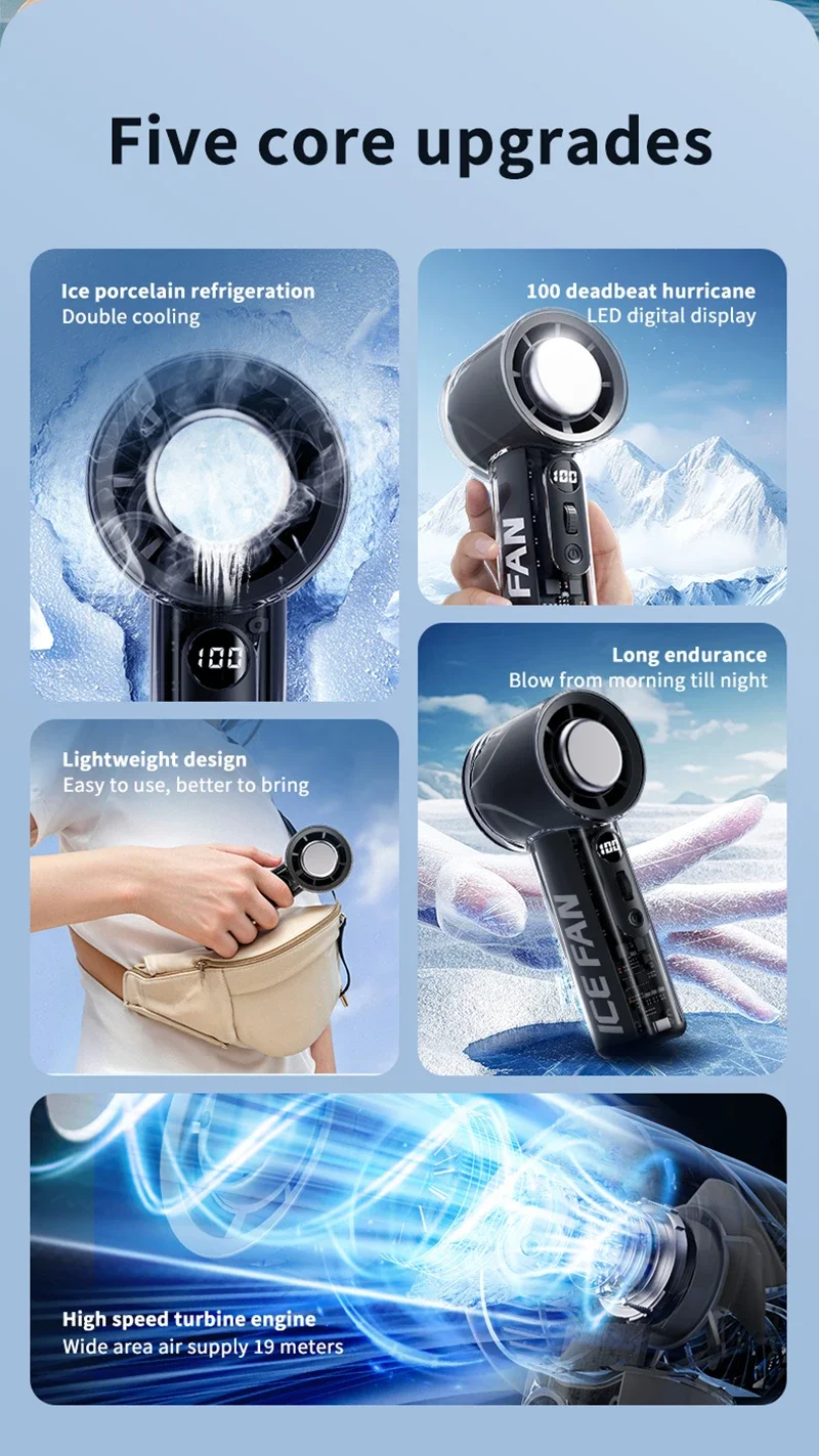 Iconic Brand Portable Refrigeration Small Air conditioner 100 Wind High-speed Mini Handheld Fan 3000mAh USB Outdoor Turbo Fan MIJIA