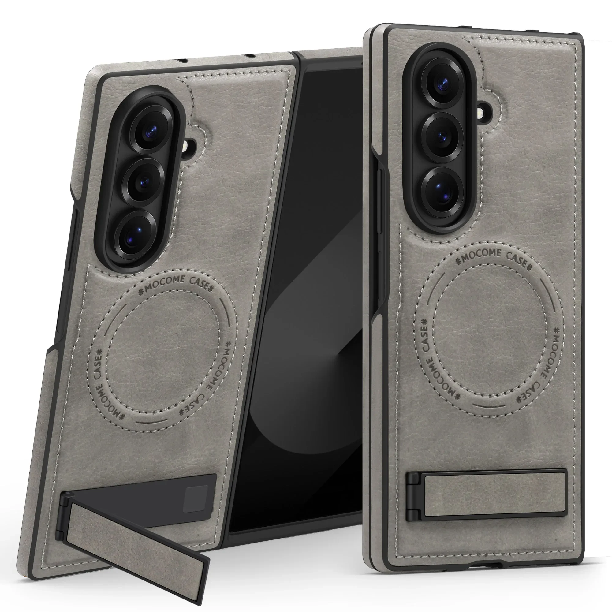 Premium Magnetic Leather Case with MagSafe Holder and Stand - Shockproof Luxury Cover