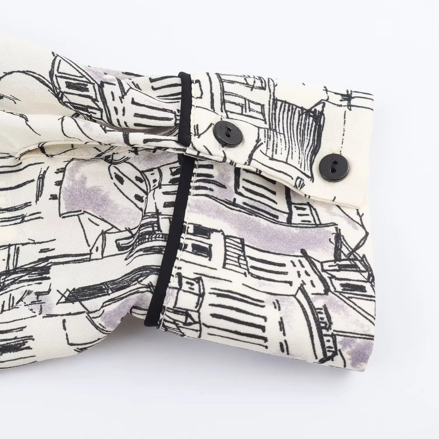 Women Loose Print Shirt Spring Autumn lady Vintage Fashion Long Sleeves Button Polo-Neck Shirt Female Elegant Leisure Shirt Top