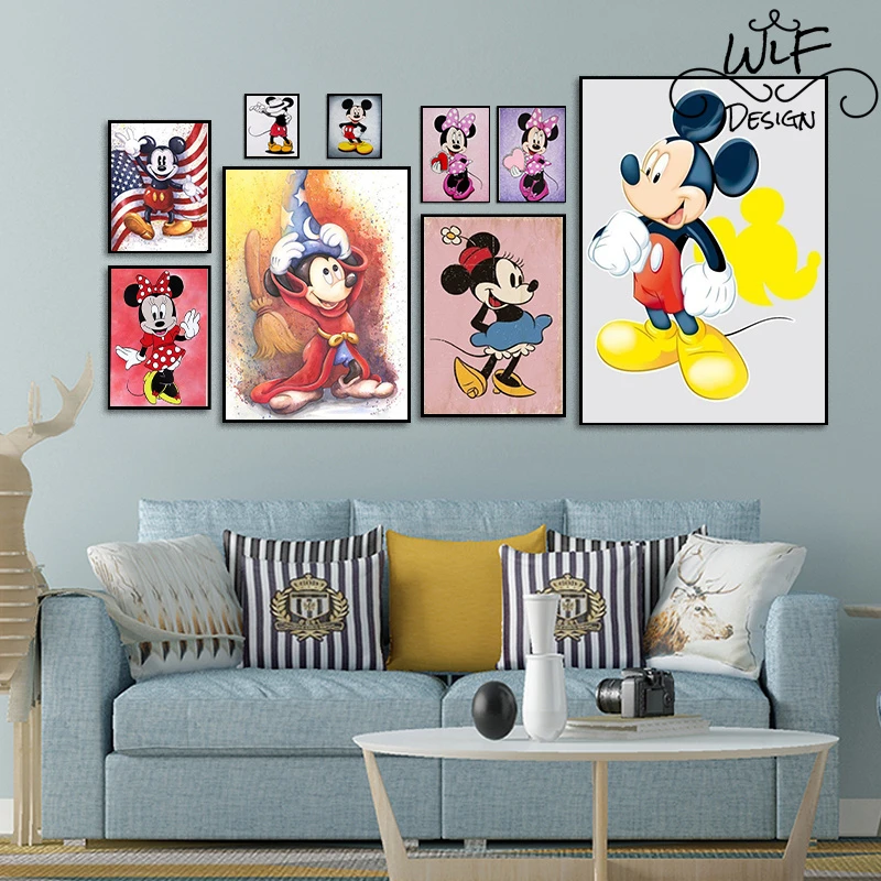 blouse kans Schaap Disney Mickey Mouse Mickey Canvas Schilderij Magic Hoed Kamer Decoratie  Poster Veranda Muurstickers Clear Strik Schattig Uniek Cadeau Kid| | -  AliExpress