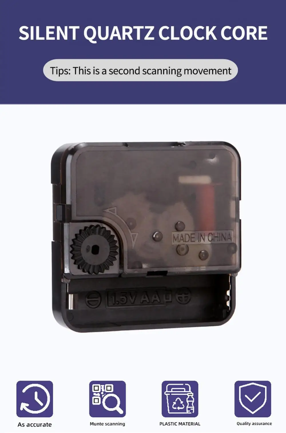 Description Picture 2 of item1 Set Hanging DIY Quartz Watch Silent Wall Clock Movement Quartz Repair Movement Clock Mechanism Parts Clock Parts with Needles