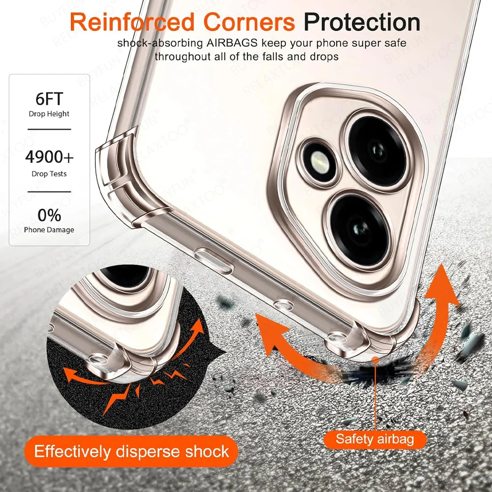 Transparent Shockproof Slim Back Cover for Honor Series - Soft Protective Shell Coque