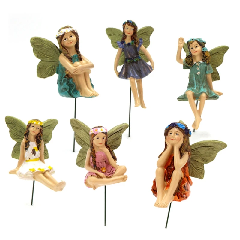 

6 Pieces Mini Garden Figurine Fairies Decor for Fairy Outdoor Garden Yard Home