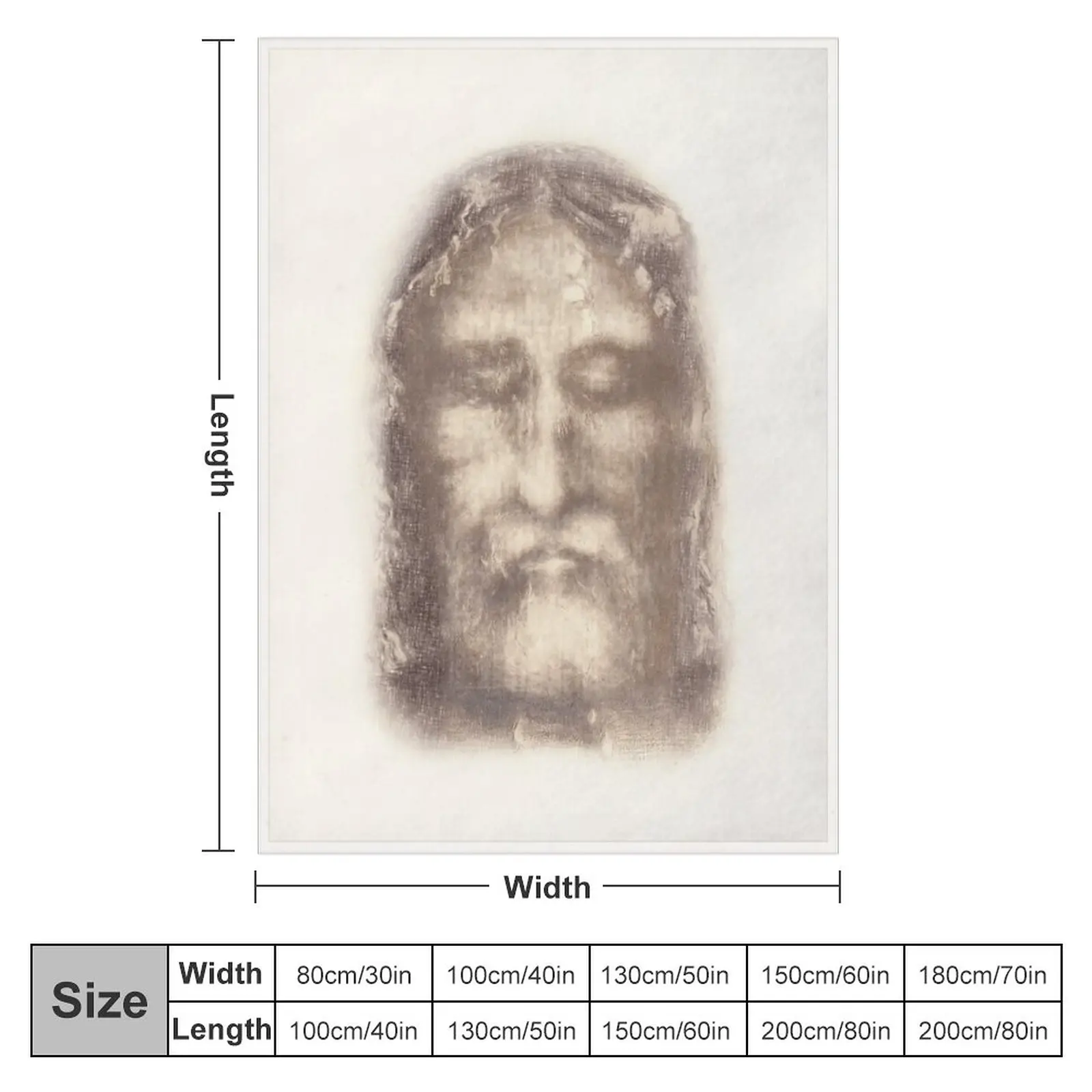 Turin Twarz jezusa Chrystusa z koroną cierniową beżowy Vintage obraz w tle HD wysokiej jakości koc narzutowy