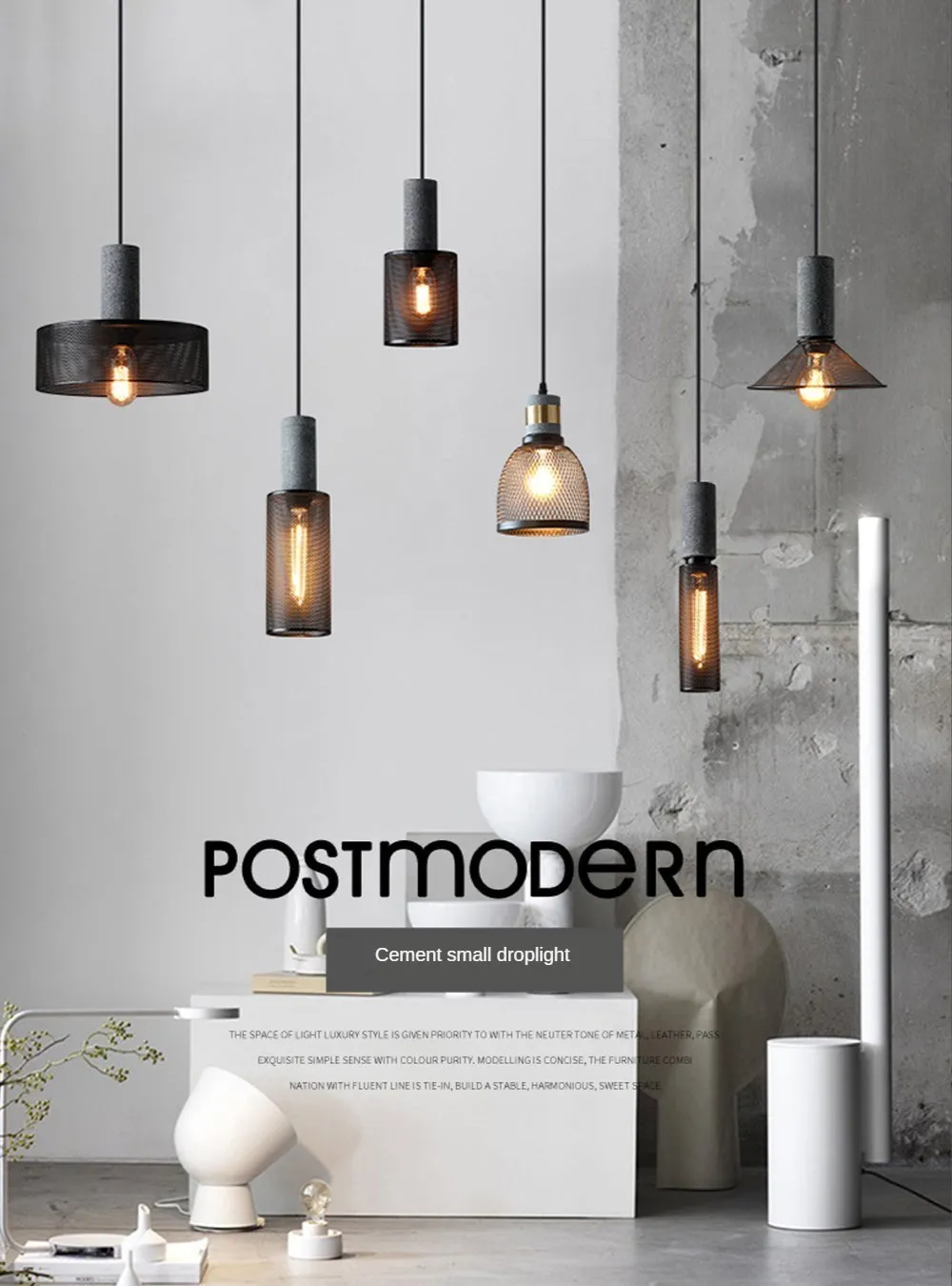 Industrial Loft Cement Pendant Lamps for Restaurant Aisle Wrought Iron Lampshade E27 Led Vintage Suspension Chandeliers Lights