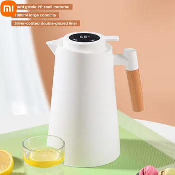 샤오미 지능형 온도 디스플레이 보온병 대용량 커피 보온 주전자, 원 키 오픈 누수 방지 물병 포트, 1L