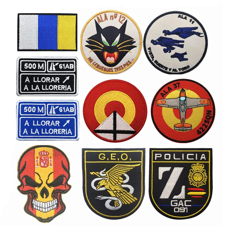 Embroidered Spain Armband Fabric Patch Magic Sticker Tactical Patch for Clothing Military Patches Hook and Ring Sewing Clothes