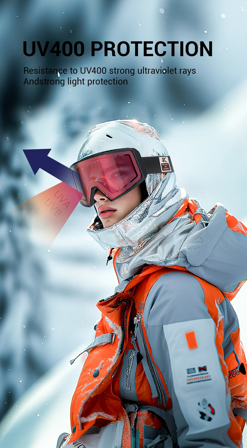 Kapvoe Anti-Fog-Ski brille photo chrome Schnee brille Magnet linse Männer Frauen Snowboard Doppels chicht Schwamm brille Schnee brille – Detail 10