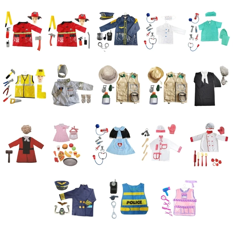 

Judge Costume Outfit Halloween Dress Up Clothes Doctor Costume Set Fireman Pretend Role Play Toy for Boy Girls