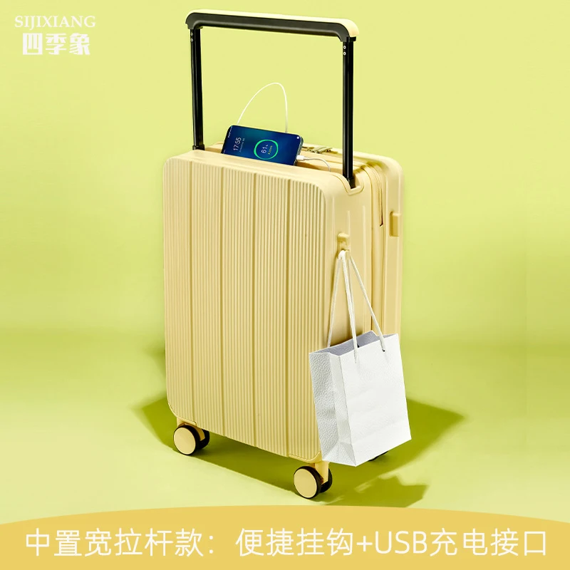 PLUENLI Women's Draw-Bar Luggage Wide New Small Lightweight Boarding Travel Suitcase Boarding Suitcase with Combination Lock Men