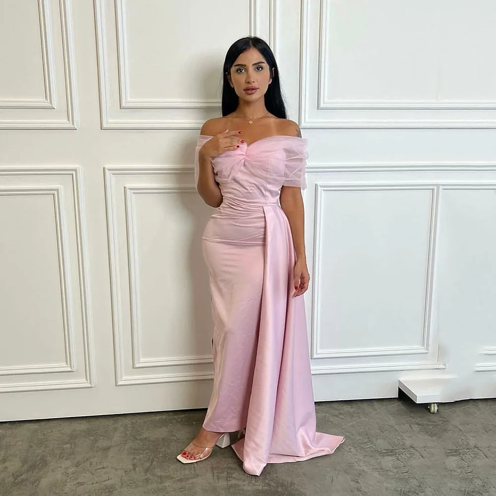 

Dubai lilac Mermaid Evening Dresses Off The Shoulder Pleat Saudi Arabic Women Formal Party Dresses Prom Gowns