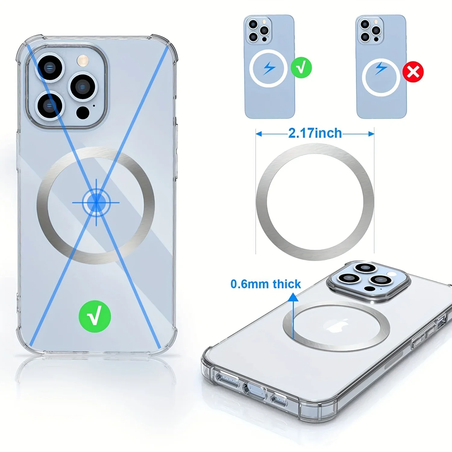 10PCS for Magsafe Magnetic Plate Ring Universal Stickers Support Wireless thumbnail 8