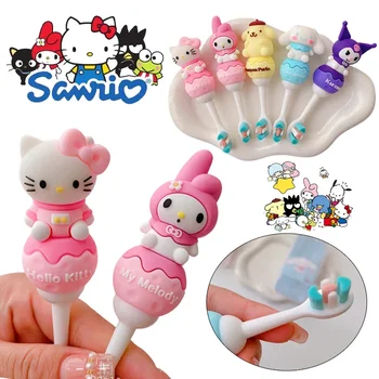산리오 어린이용 부드러운 칫솔, 헬로 키티, 시나모롤, 만화 딥 클리닝, 휴대용 칫솔, 구강 위생 도구